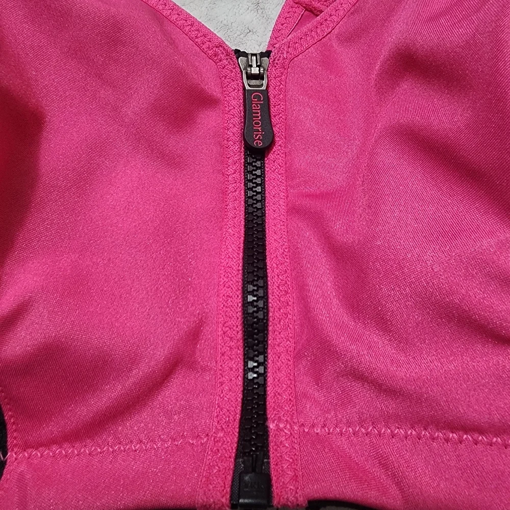 Glamorise Pink and Black Women's High-Impact Sport Bra Size 38G 1266
